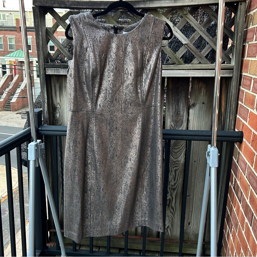 Calvin Klein Silver Metallic Snake Dress 14 NWT